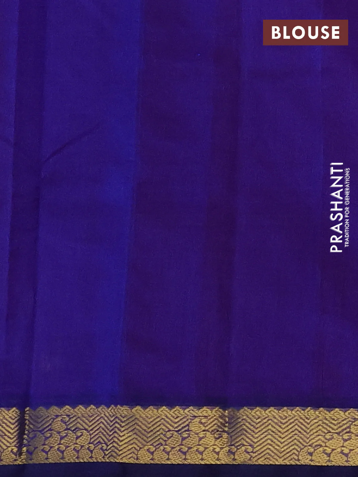 Silk cotton saree red and blue with plain body and paisley zari woven border - Image 3