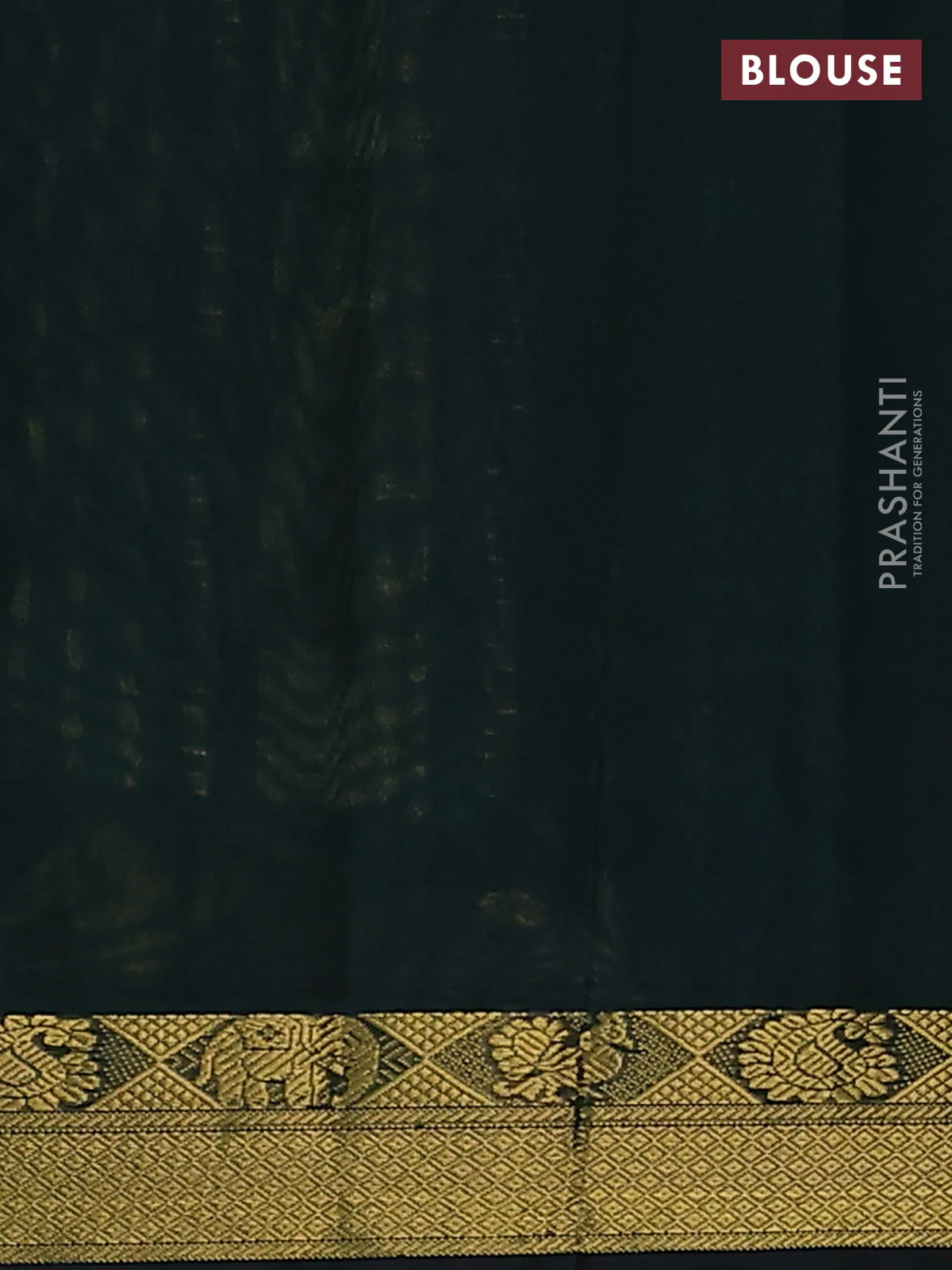 Silk Cotton saree red and bottle green with plain body and zari woven border - Image 3