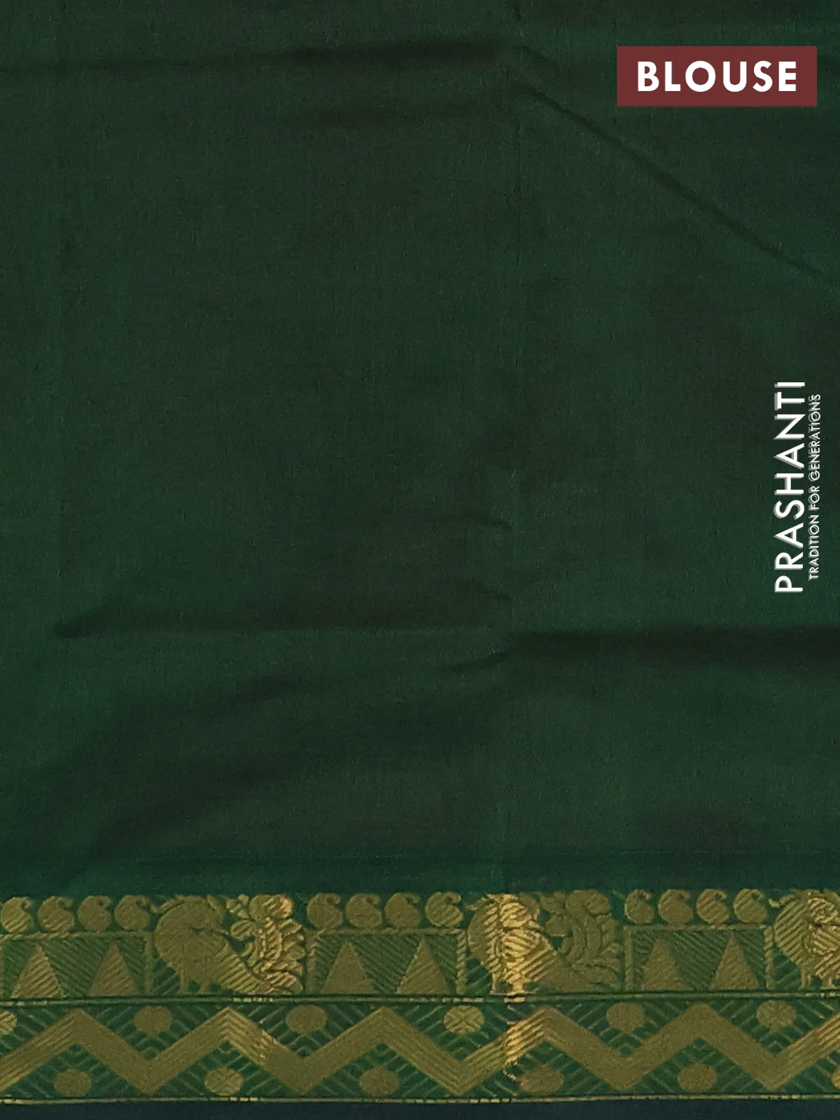 Silk Cotton saree red and green with plain body and zari woven border - Image 3