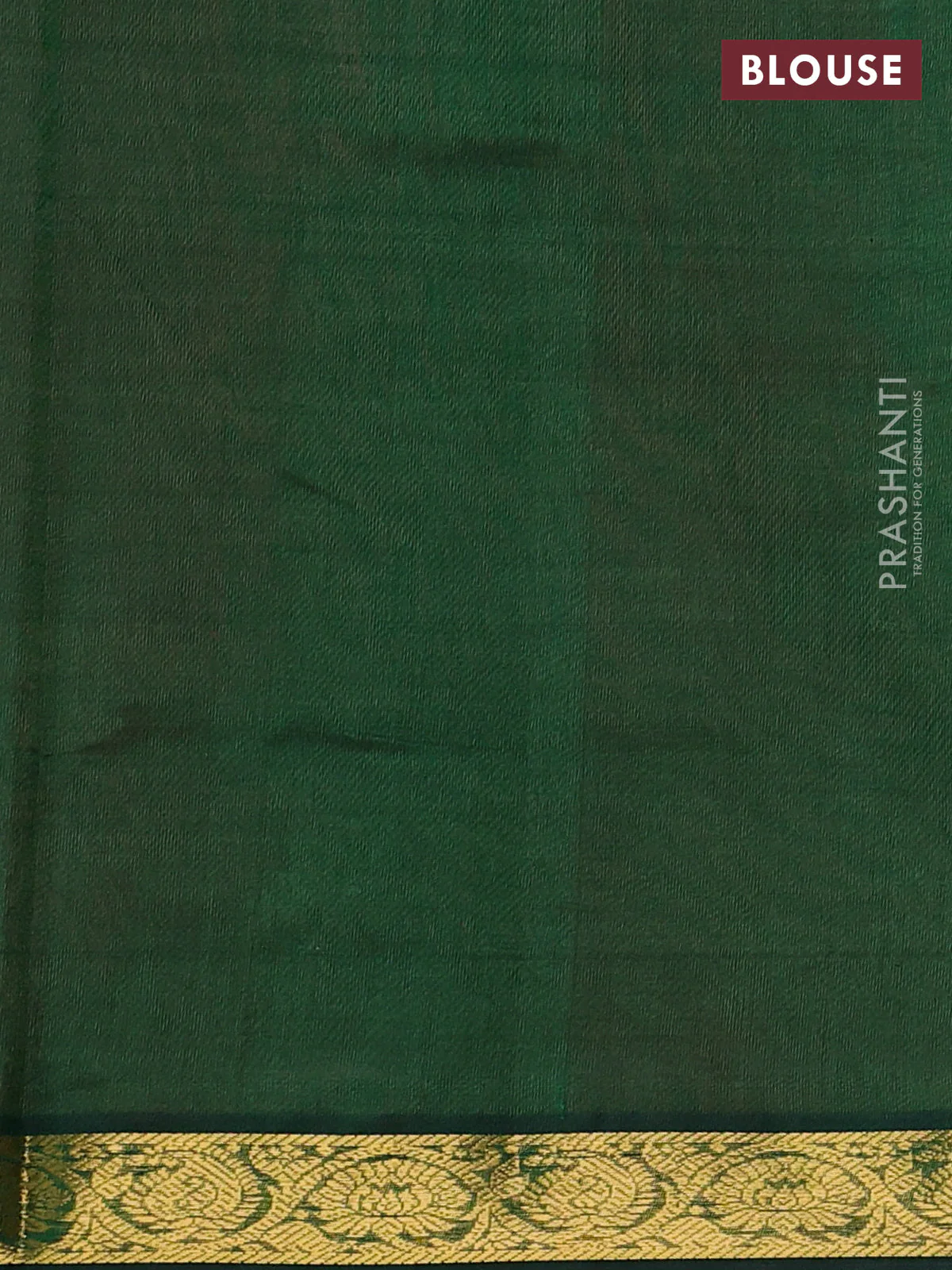Silk cotton saree red and green with plain body and zari woven border - Image 3