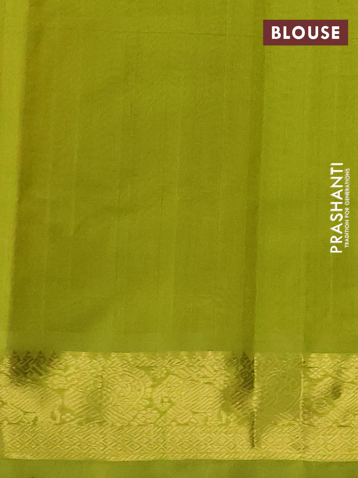 Silk cotton saree red and light green with plain body and zari woven border - Image 3