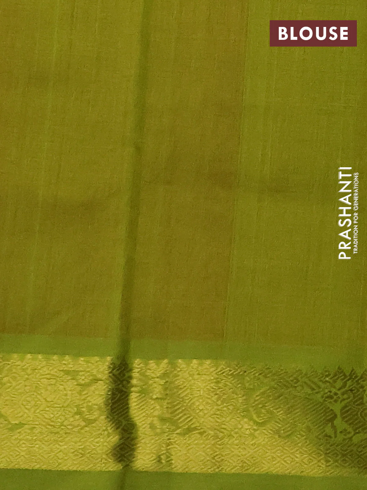 Silk cotton saree red and light green with plain body and zari woven border - Image 3