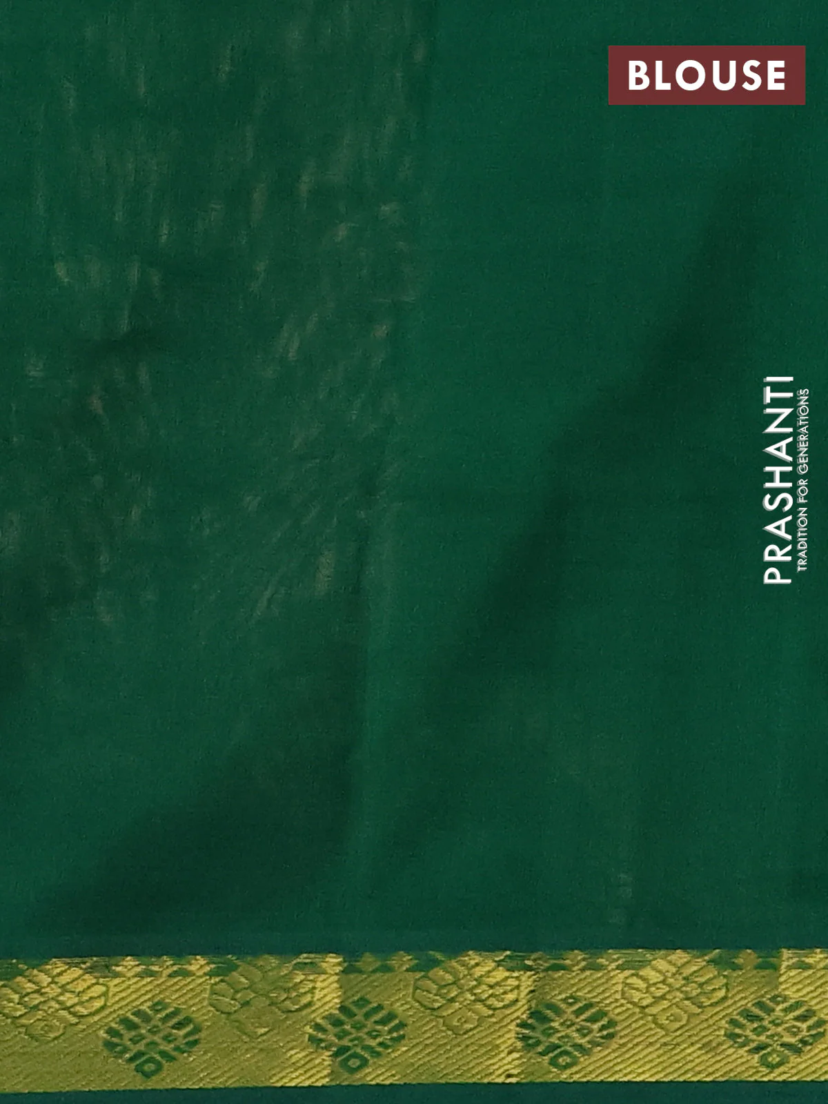 Silk cotton saree sandal and green with plain body and zari woven border - Image 3