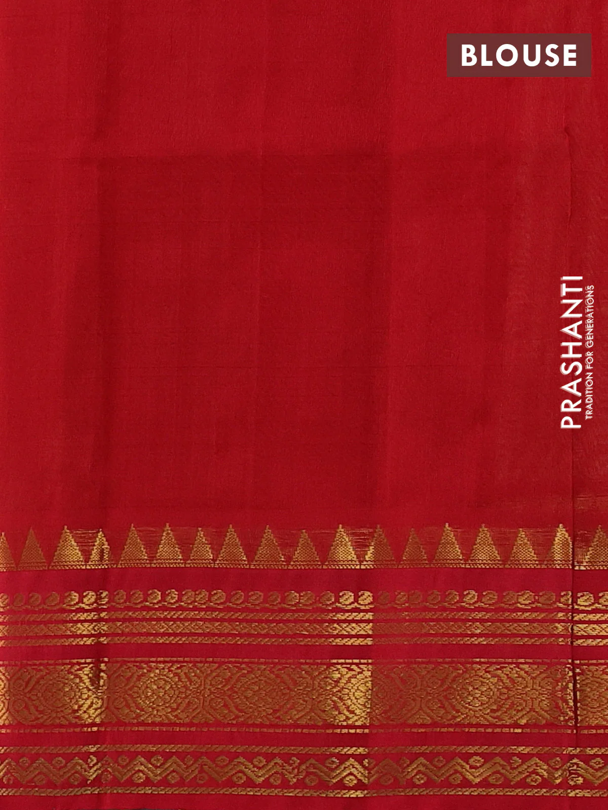 Silk cotton saree sandal and red with allover zari woven checked pattern and zari woven korvai border - Image 3