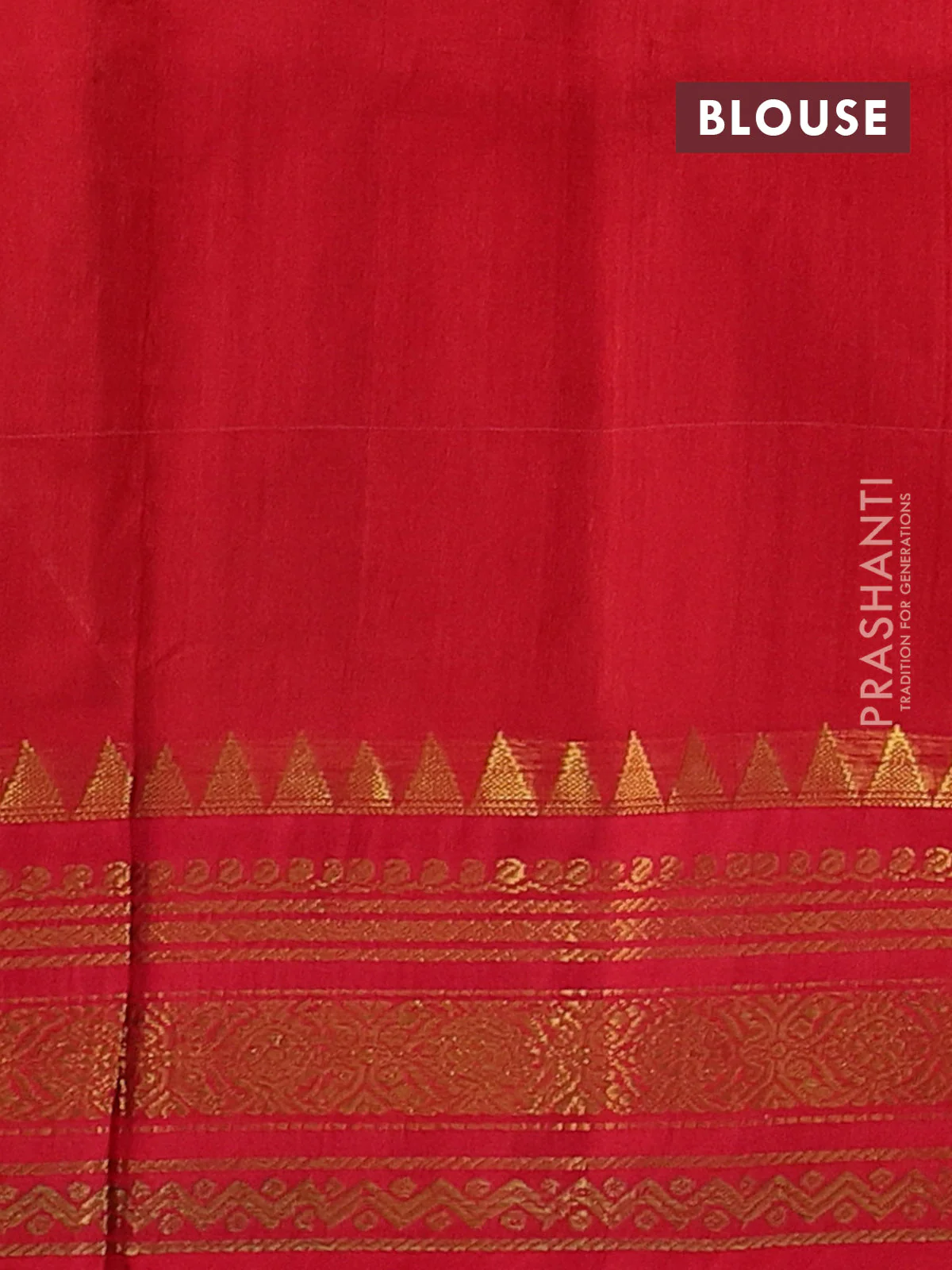 Silk cotton saree sandal and red with zari checked pattern and zari woven korvai border - Image 3