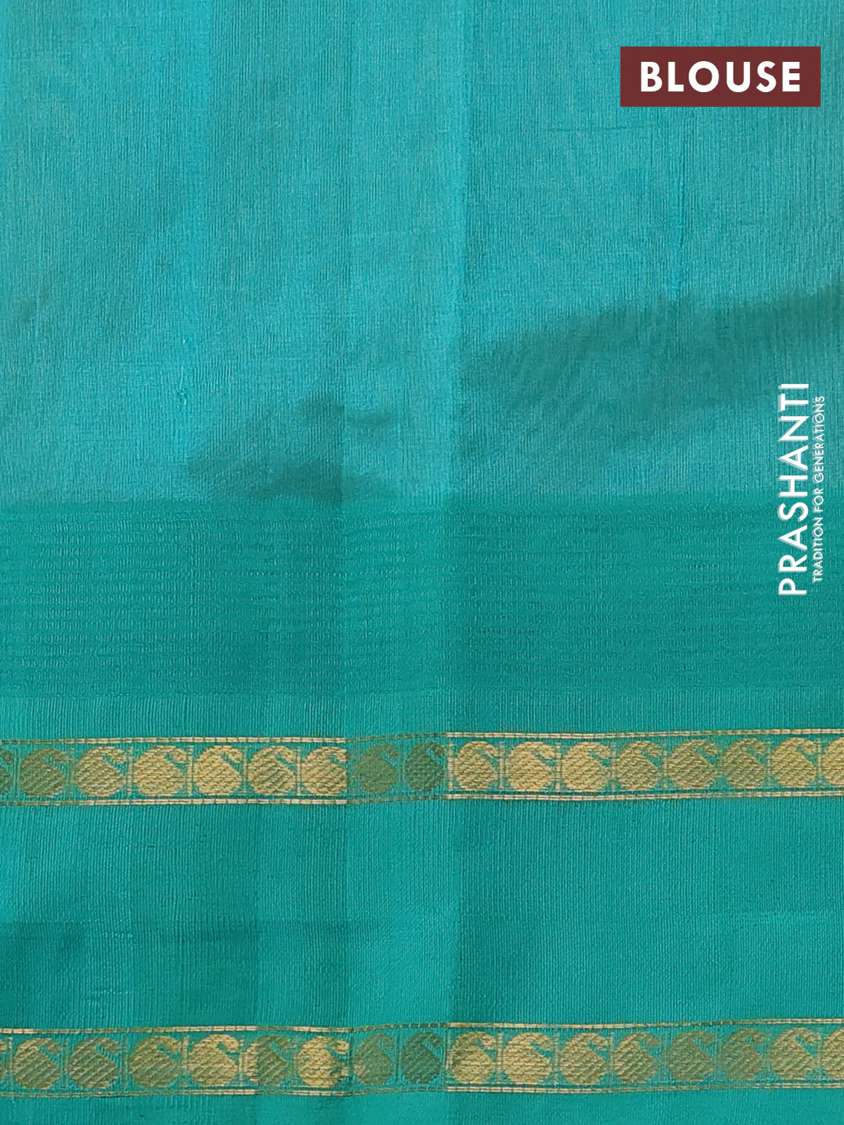 Silk cotton saree sandal and teal green shade with paisley zari woven buttas and temple design rettapet zari woven korvai border - Image 3