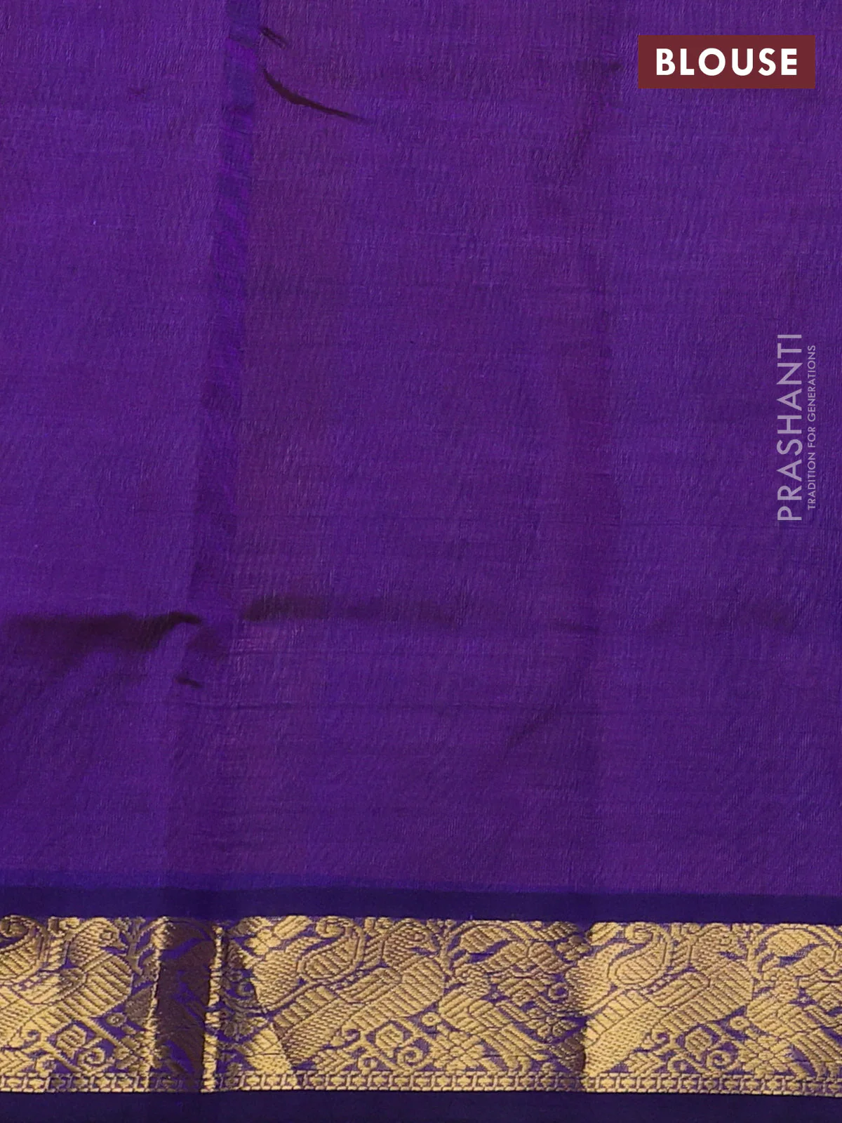 Silk cotton saree sunset orange and blue with plain body and peacock zari woven border - Image 3