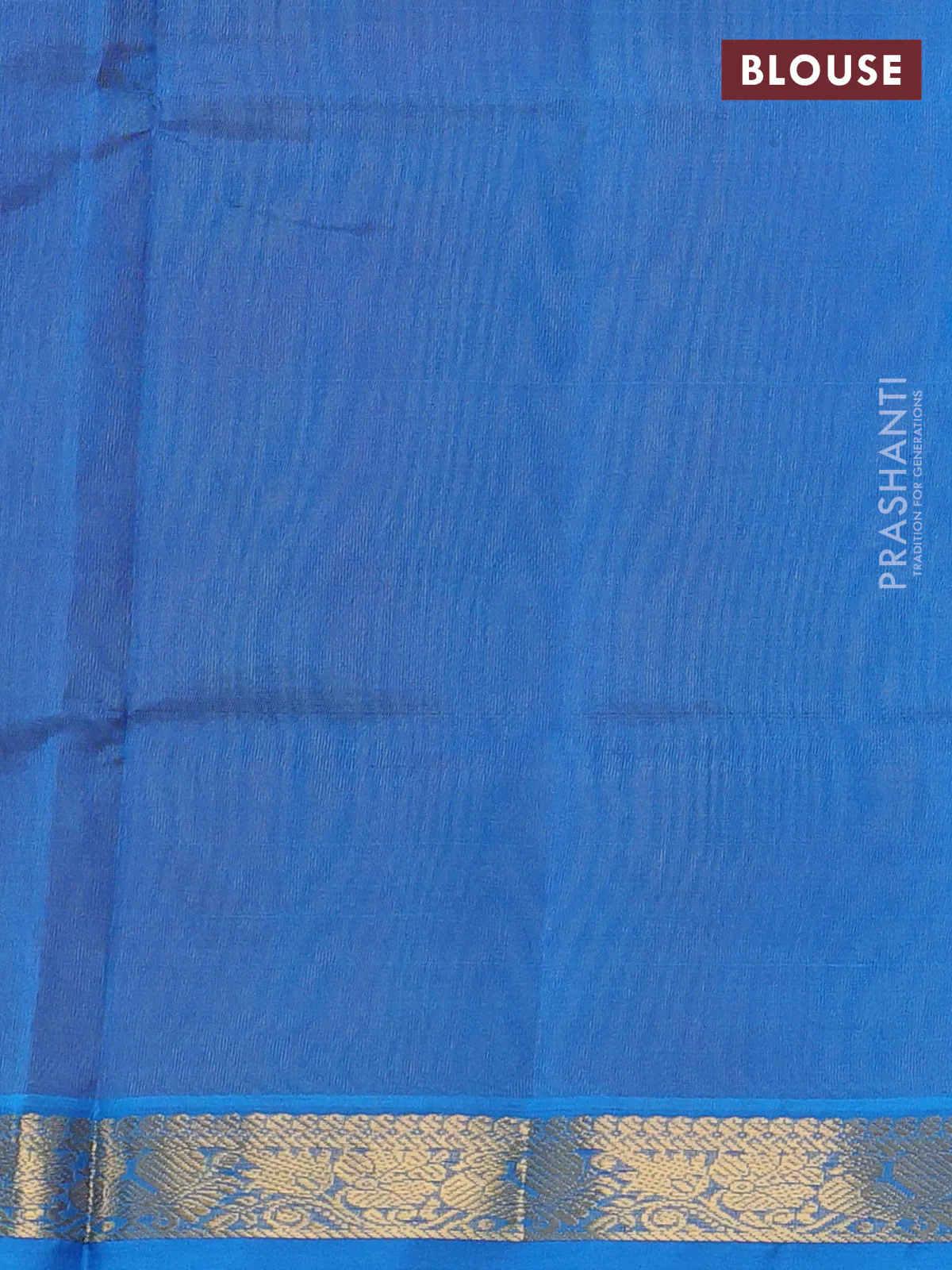 Silk cotton saree sunset orange and cs blue with plain body and annam zari woven border - Image 3