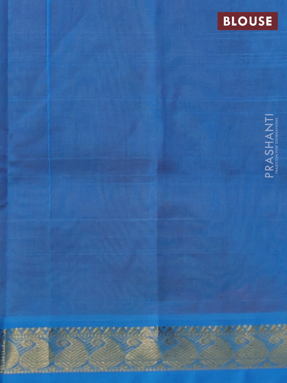 Silk cotton saree sunset orange and cs blue with plain body and paisley zari woven border - Image 3