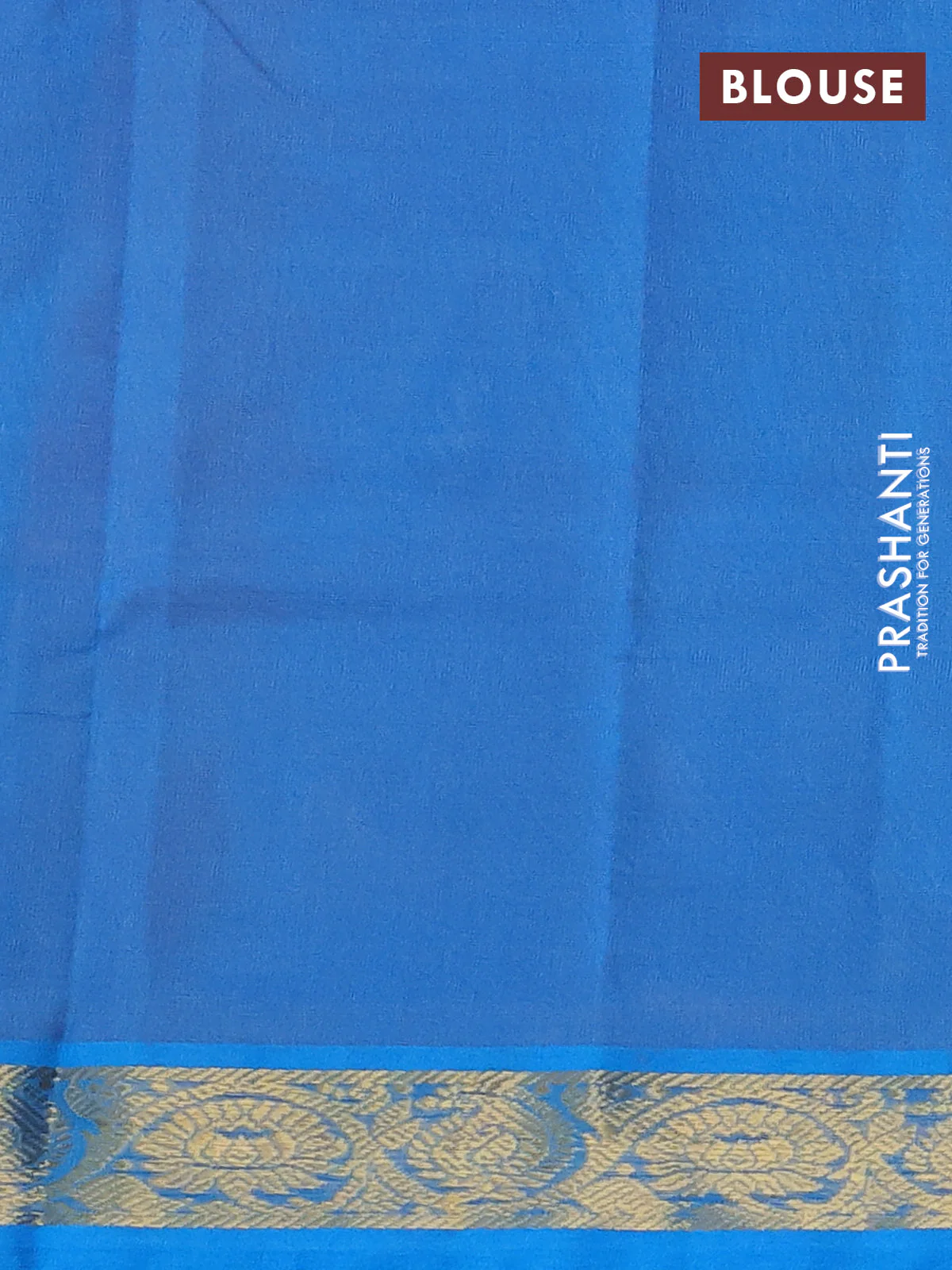 Silk cotton saree sunset orange and cs blue with plain body and zari woven border - Image 3