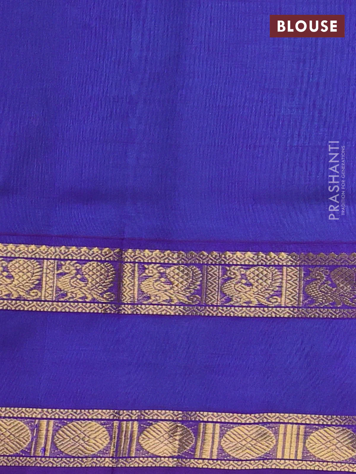 Silk cotton saree teal blue and blue with plain body and rettapet zari woven border - Image 3