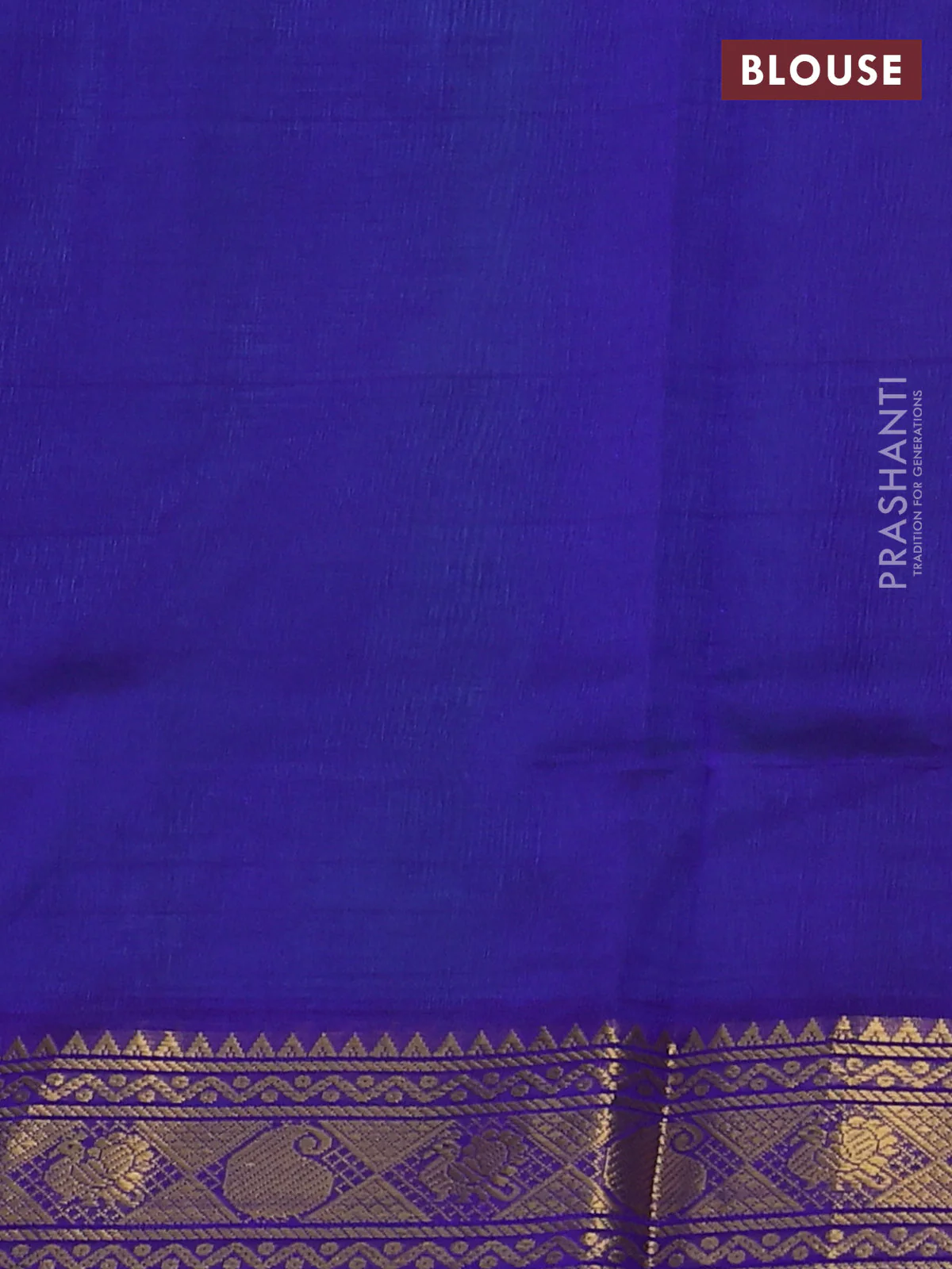 Silk cotton saree teal blue and blue with plain body and zari woven border - Image 3