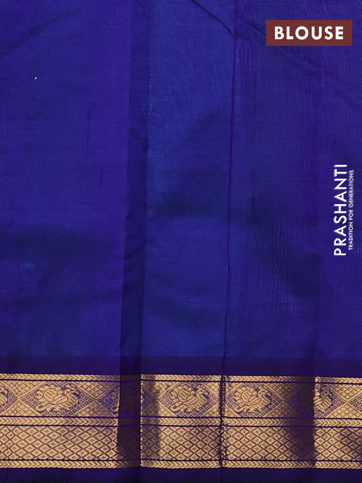 silk cotton saree teal blue and blue with zari woven buttas and zari woven border - Image 3