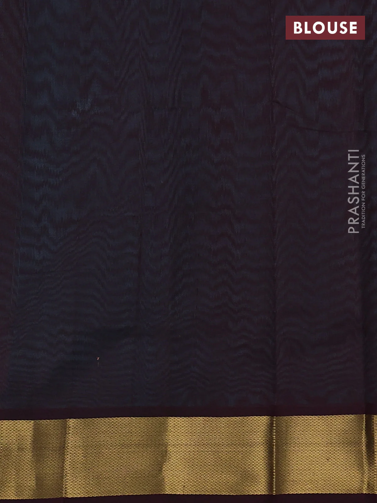 Silk cotton saree teal blue and coffee brown with plain body and zari woven border - Image 3