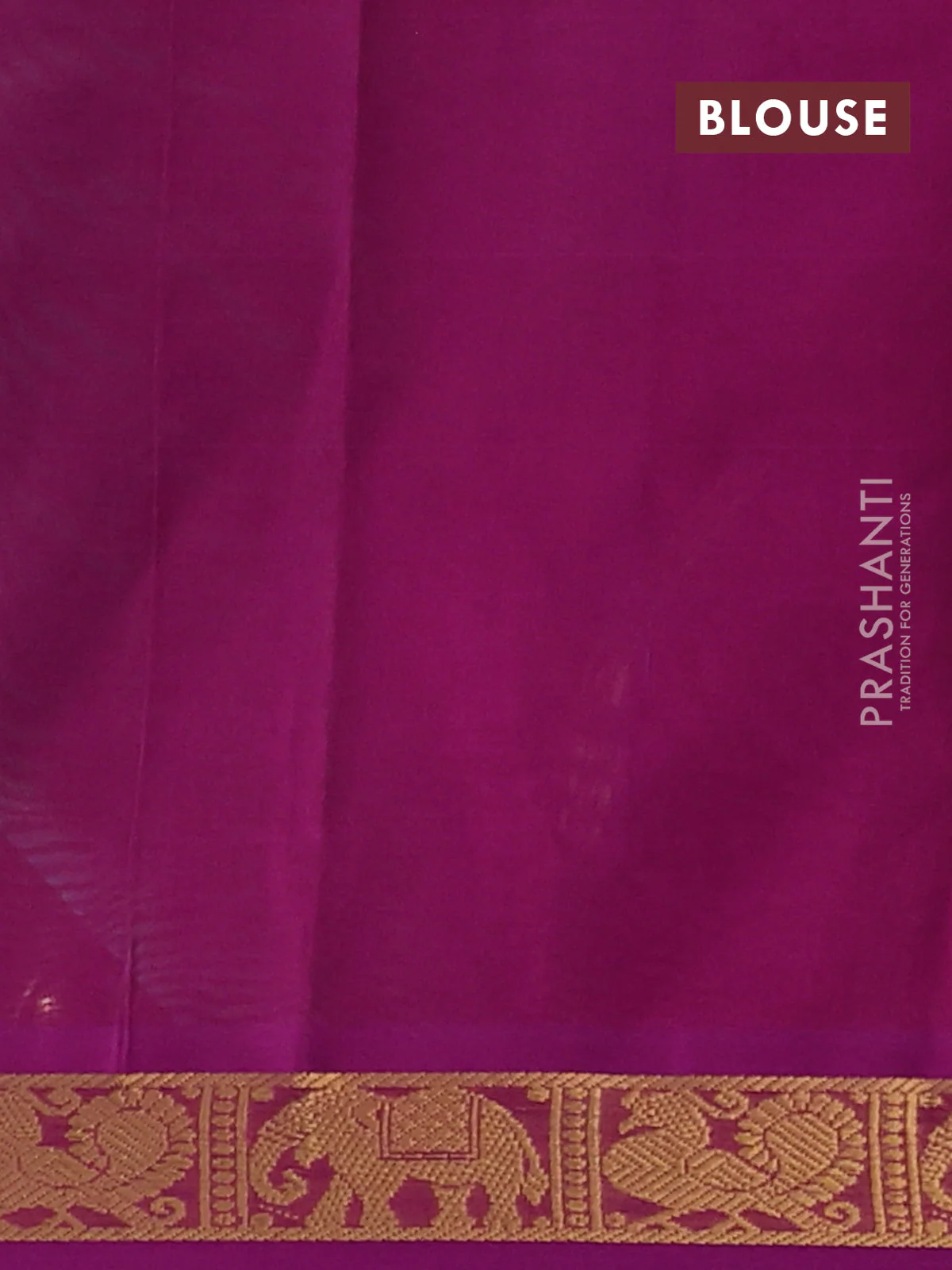 Silk cotton saree teal blue and purple with plain body and zari woven border - Image 3