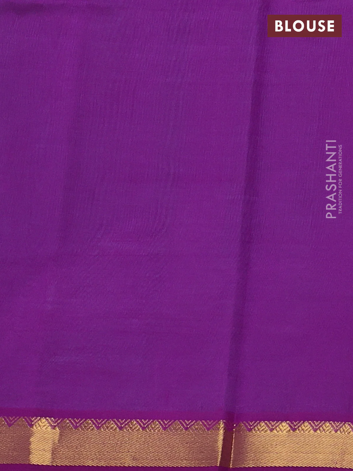 Silk cotton saree teal blue and purple with plain body and zari woven border - Image 3