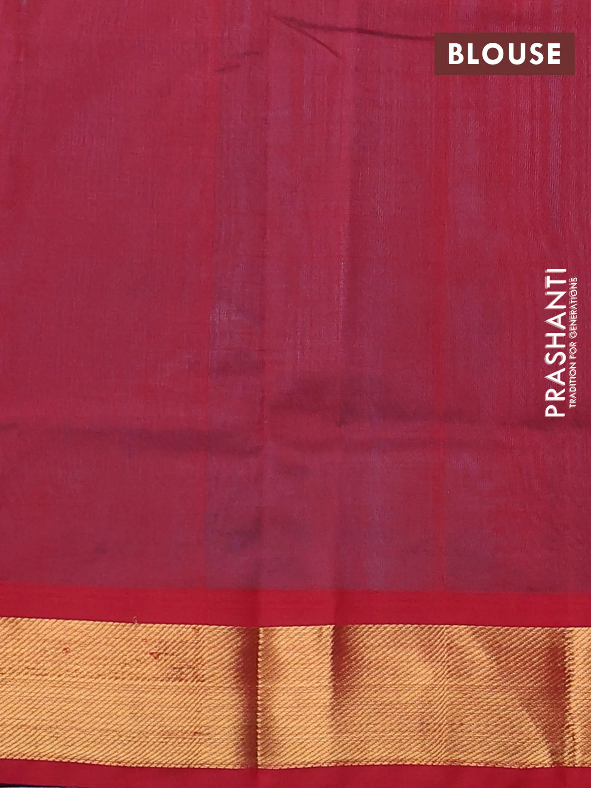 Silk cotton saree teal blue and red with allover zari woven buttas and zari woven border - Image 3
