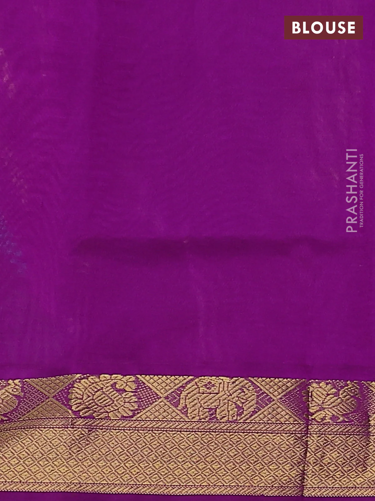 Silk cotton saree teal blue and violet with plain body and zari woven border - Image 3