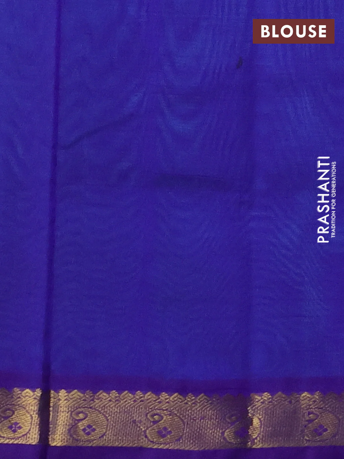 Silk cotton saree teal green and purple with plain body and zari woven border - Image 3