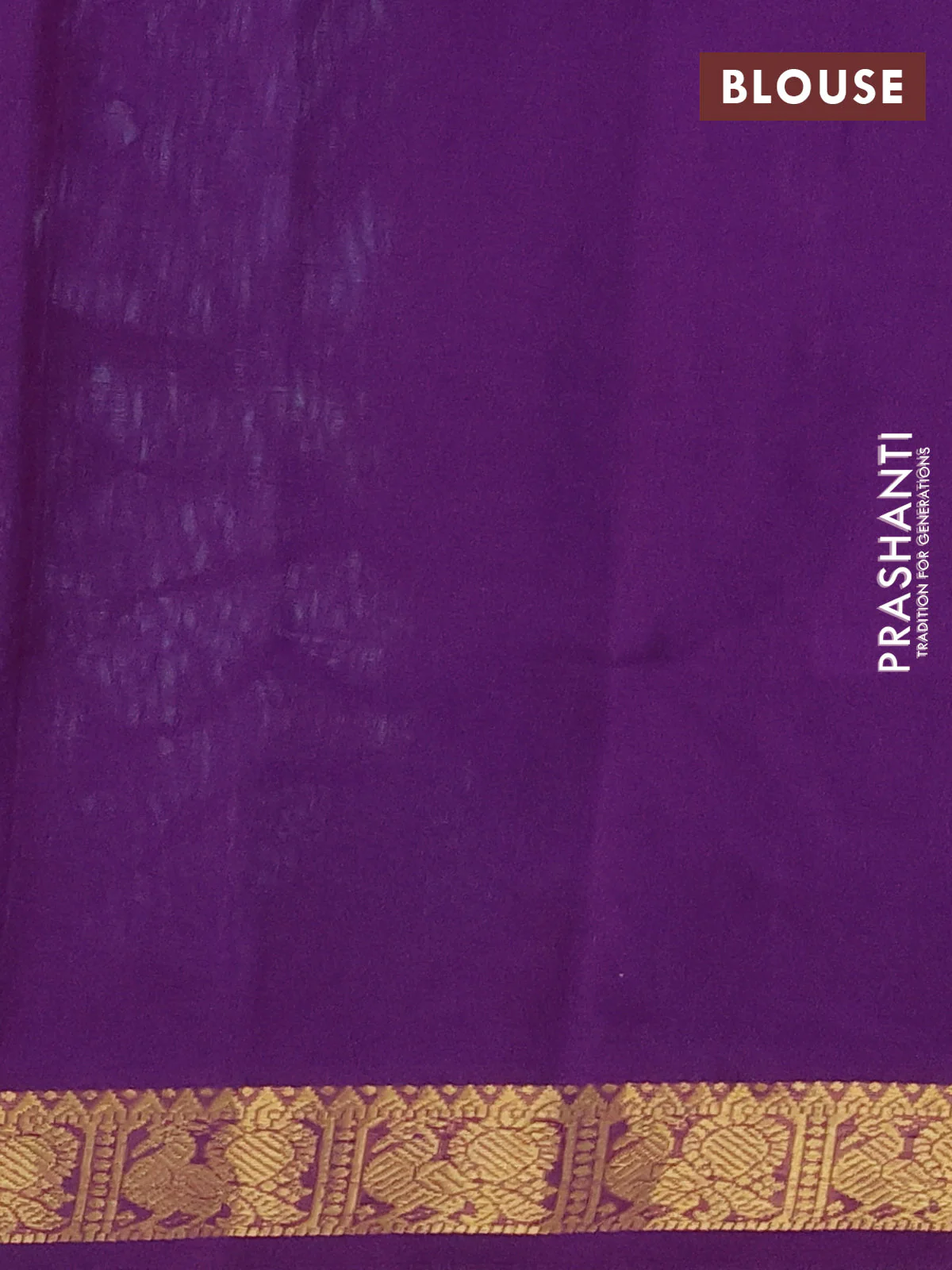 Silk cotton saree teal green and purple with plain body and zari woven border - Image 3