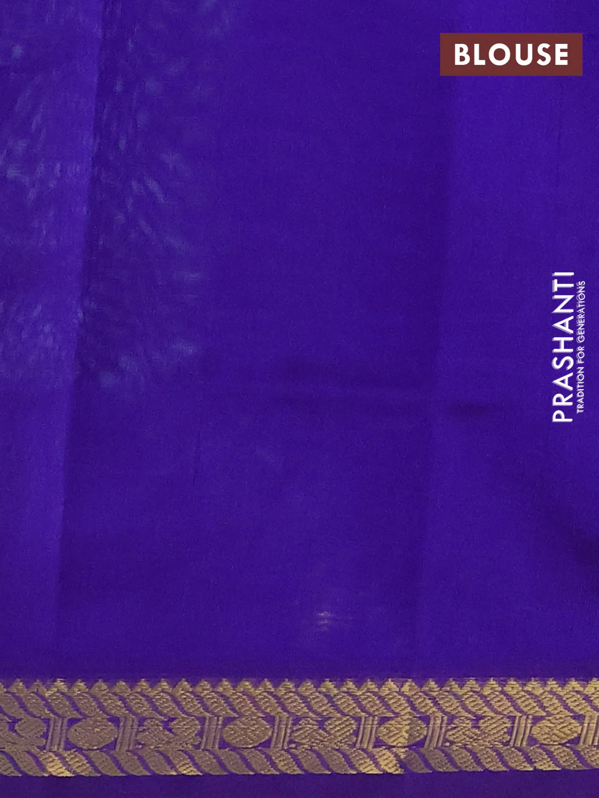 Silk cotton saree teal green and violet with plain body and zari woven border - Image 3