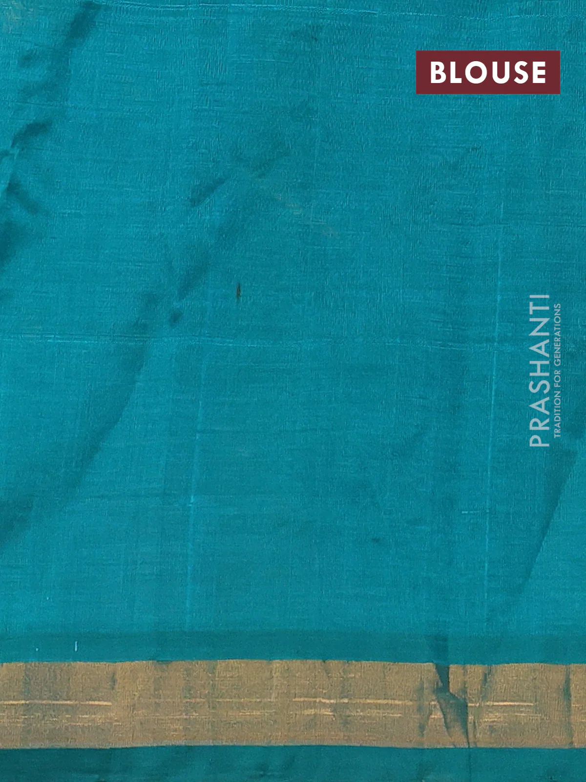 Silk cotton saree teal green with allover floral embriodery and zari woven border - Image 3