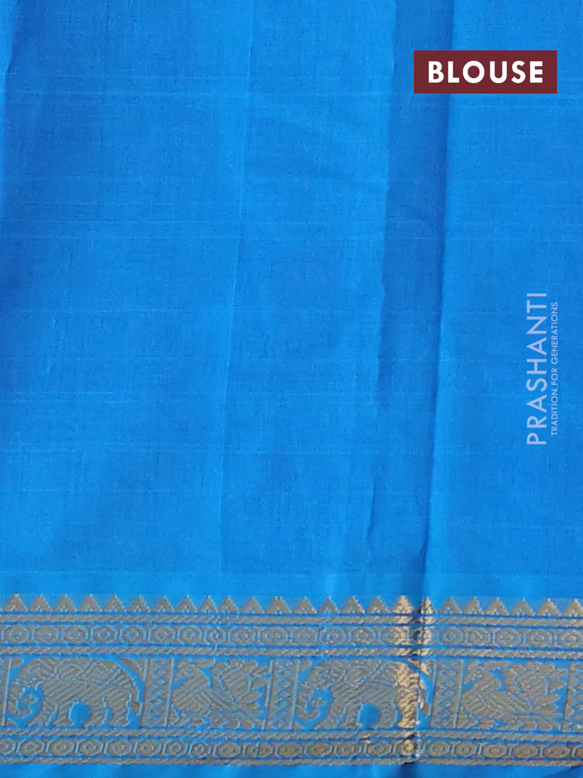 Silk cotton saree violet and cs blue with plain body and zari woven border - Image 3