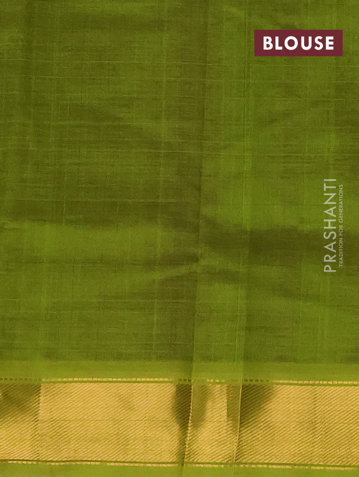 Silk cotton saree violet and light green with plain body and zari woven border - Image 3