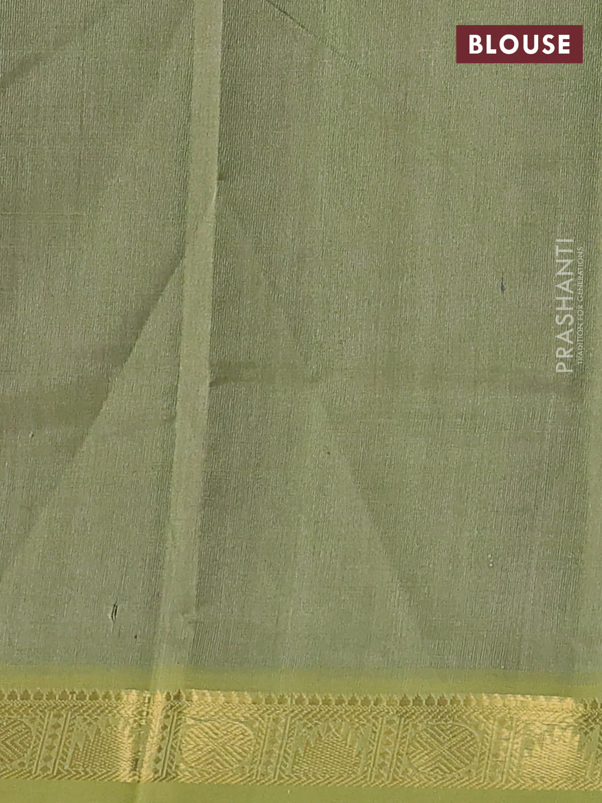 Silk cotton saree violet and pastel green with plain body and temple & rudraksha zari woven border - Image 3