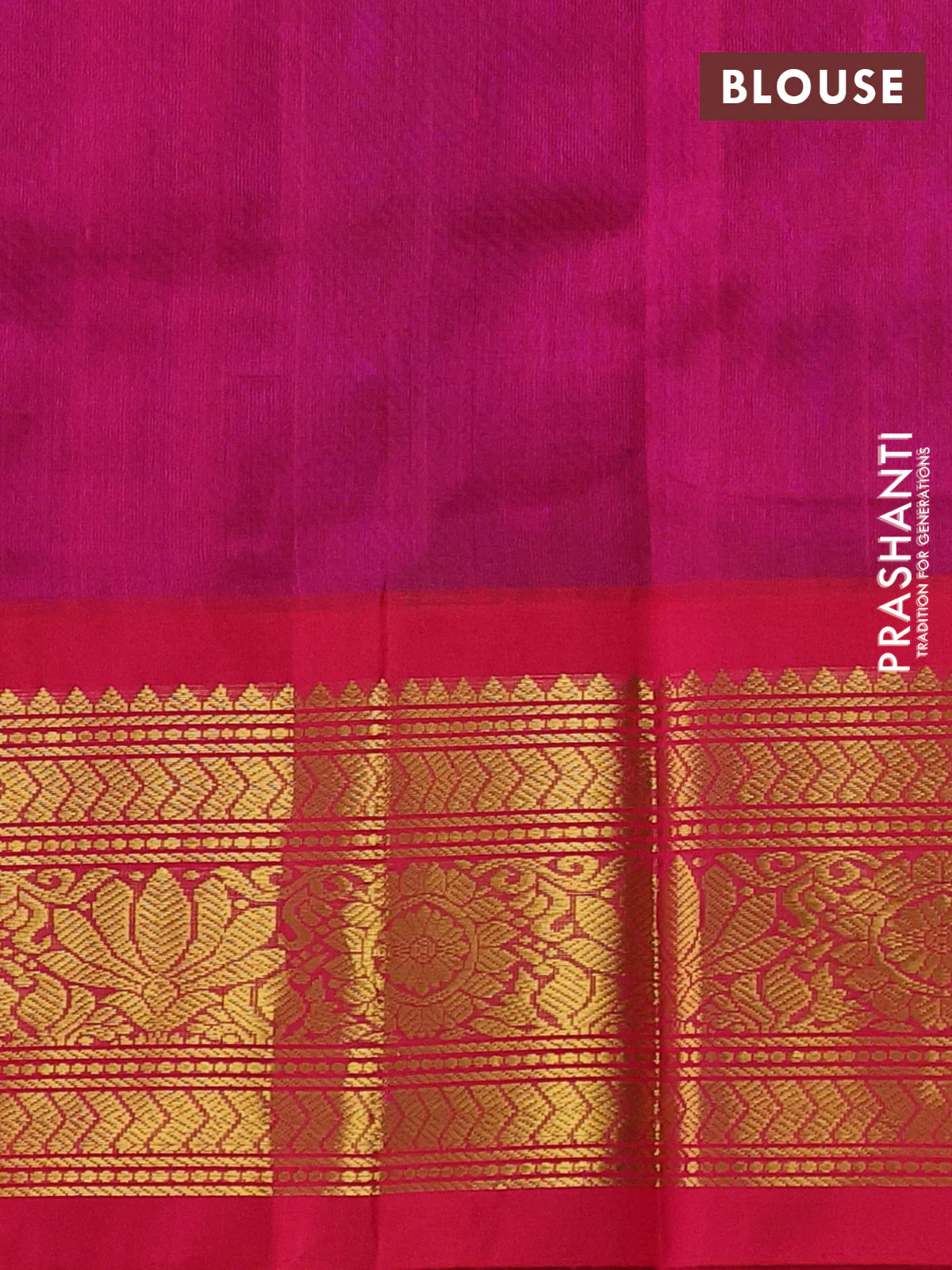 Silk cotton saree violet and pink with zari woven buttas and long zari woven korvai border - Image 3