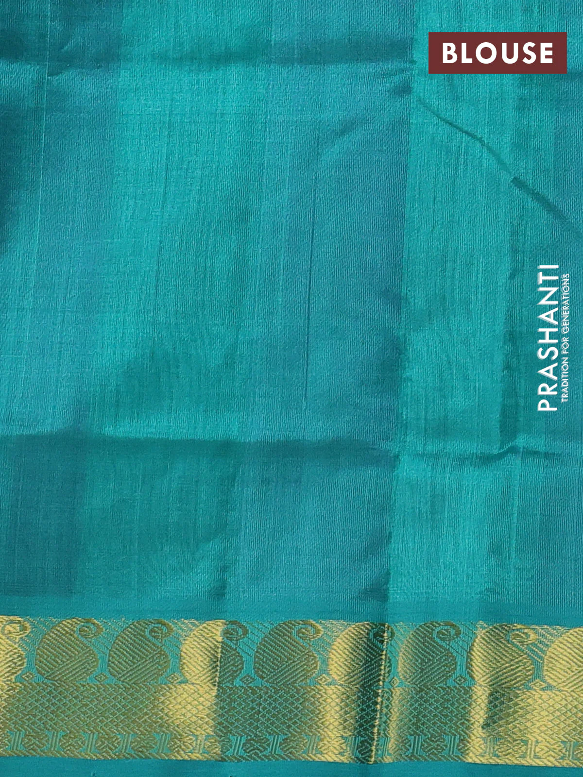 Silk cotton saree violet and teal green with allover paalum pazhamum checks pattern & temple zari buttas and zari woven paisley border - Image 3