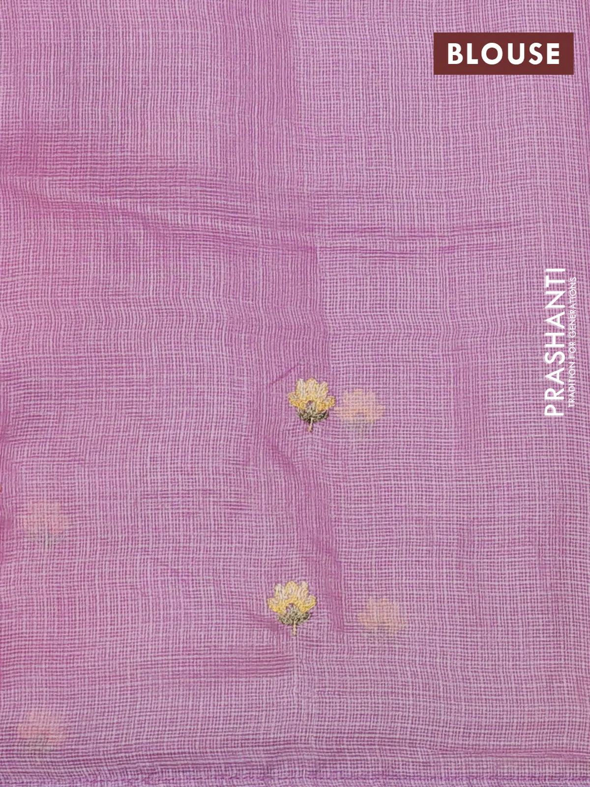 Silk kota saree lavender with plain body and embroidery border - Image 3