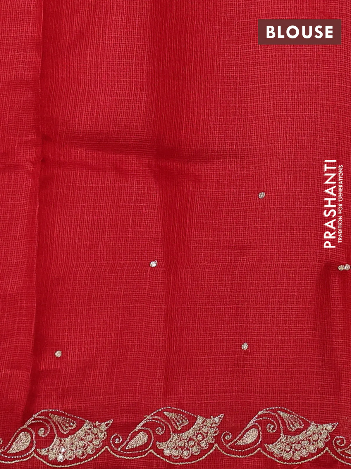 Silk kota saree maroon with embroidery buttas and embroidery border - Image 3
