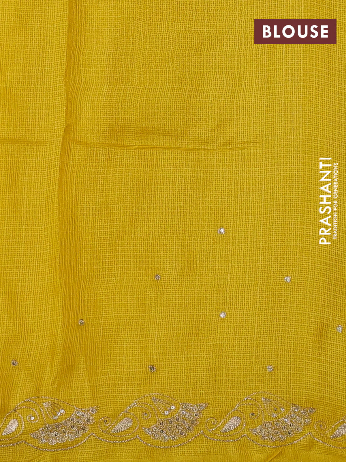 Silk kota saree mustard yellow with embroidery buttas and embroidery border - Image 3