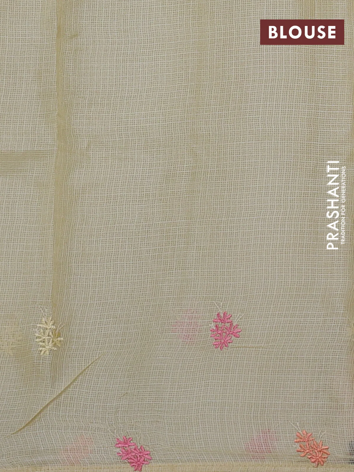 Silk kota saree pale yellow with allover embriodery buttas and embroidery border - Image 3