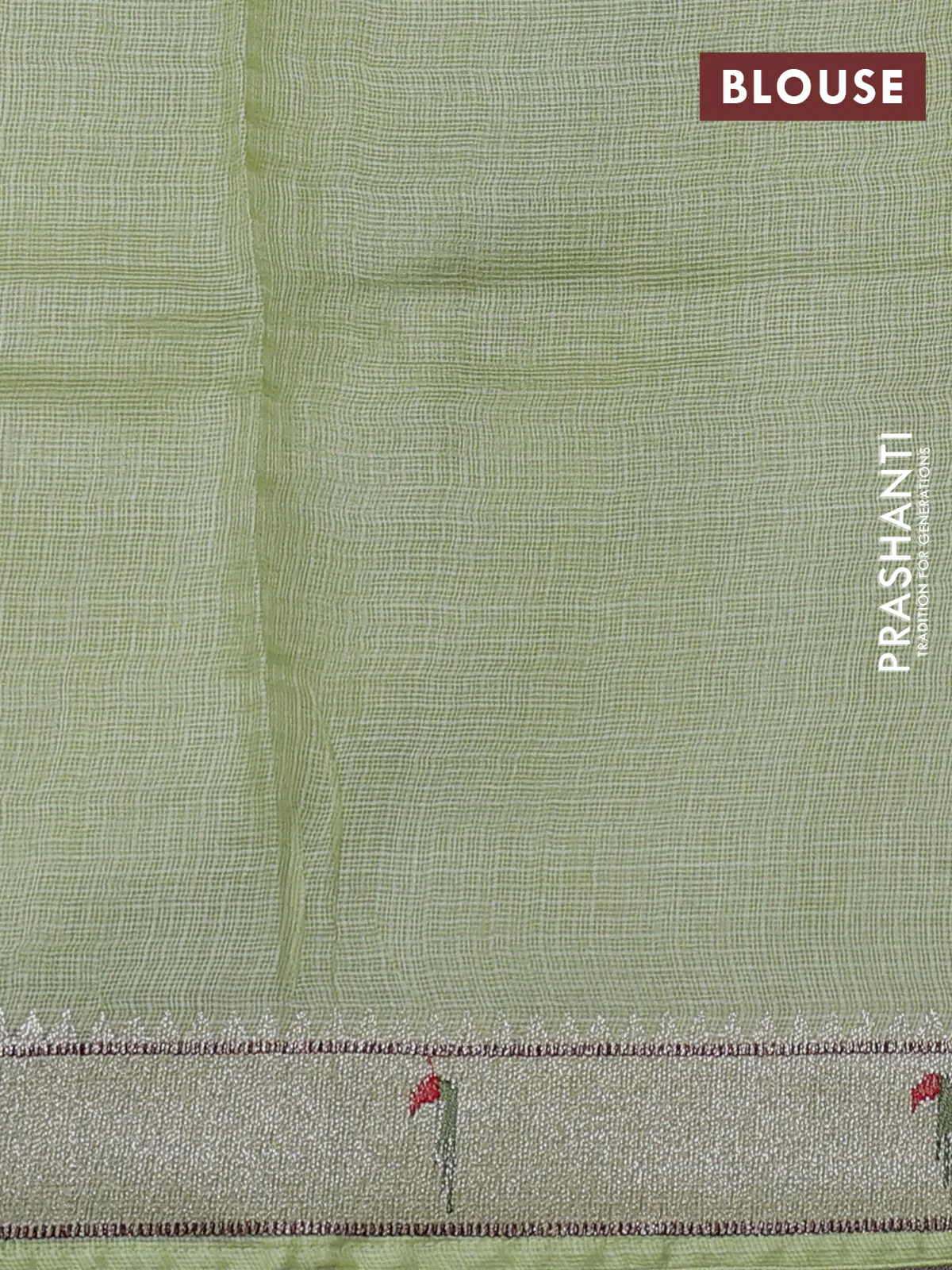 Silk kota saree pista green with allover embriodery buttas and muniya butta border - Image 3