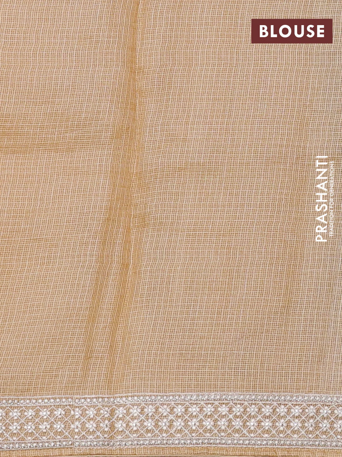Silk kota saree sandal with allover floral embroidery and embroidery border - Image 3