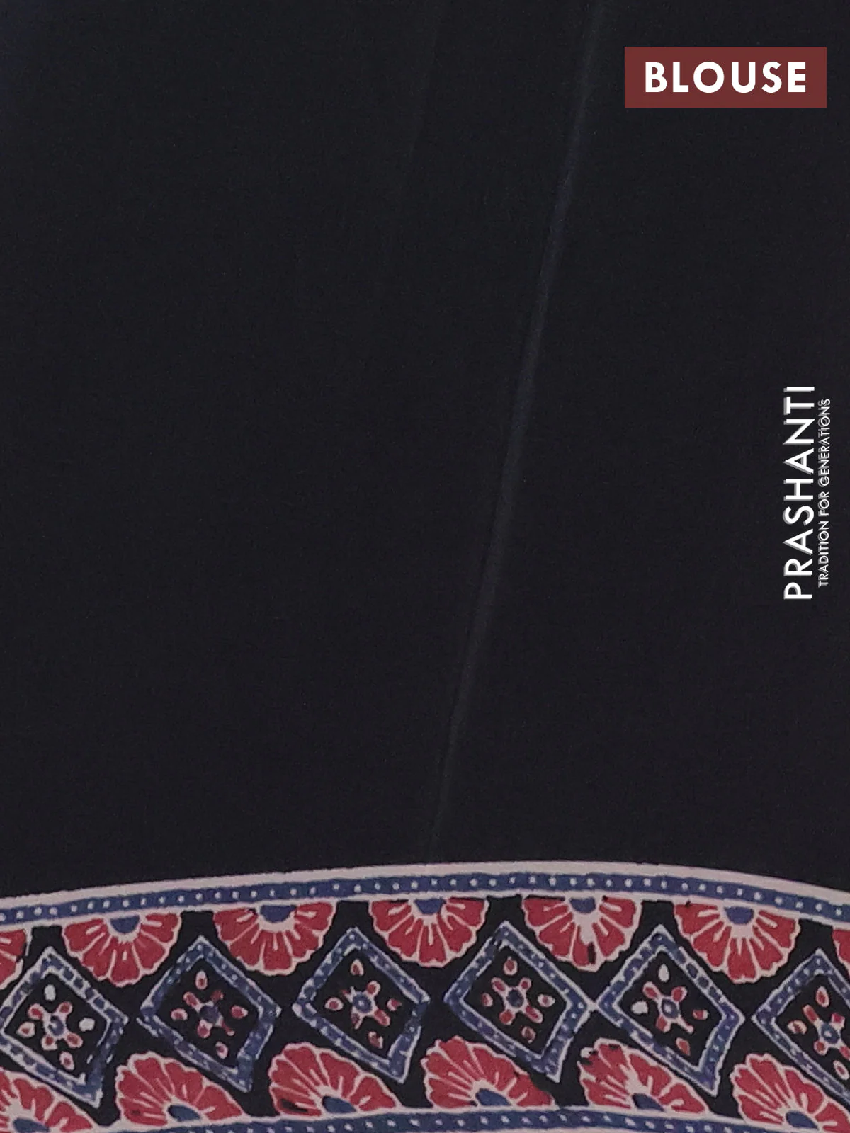 Semi crepe saree black with allover prints and printed border - Image 4