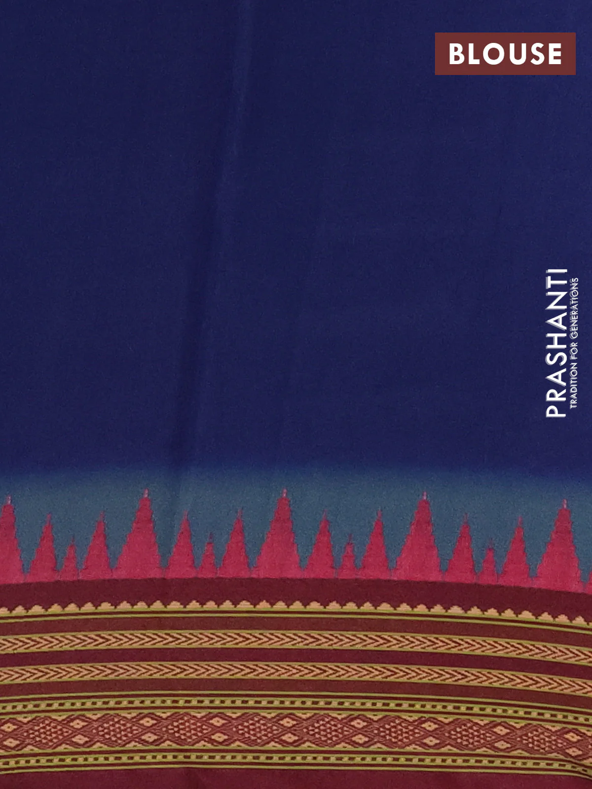 Semi crepe saree blue and maroon with allover ikat prints and printed border - Image 4