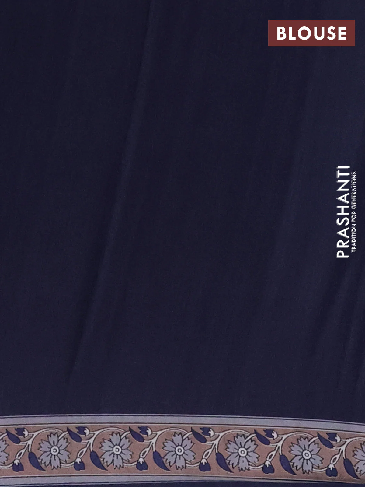 Semi crepe saree blue with allover kalamkari prints and printed border - Image 4