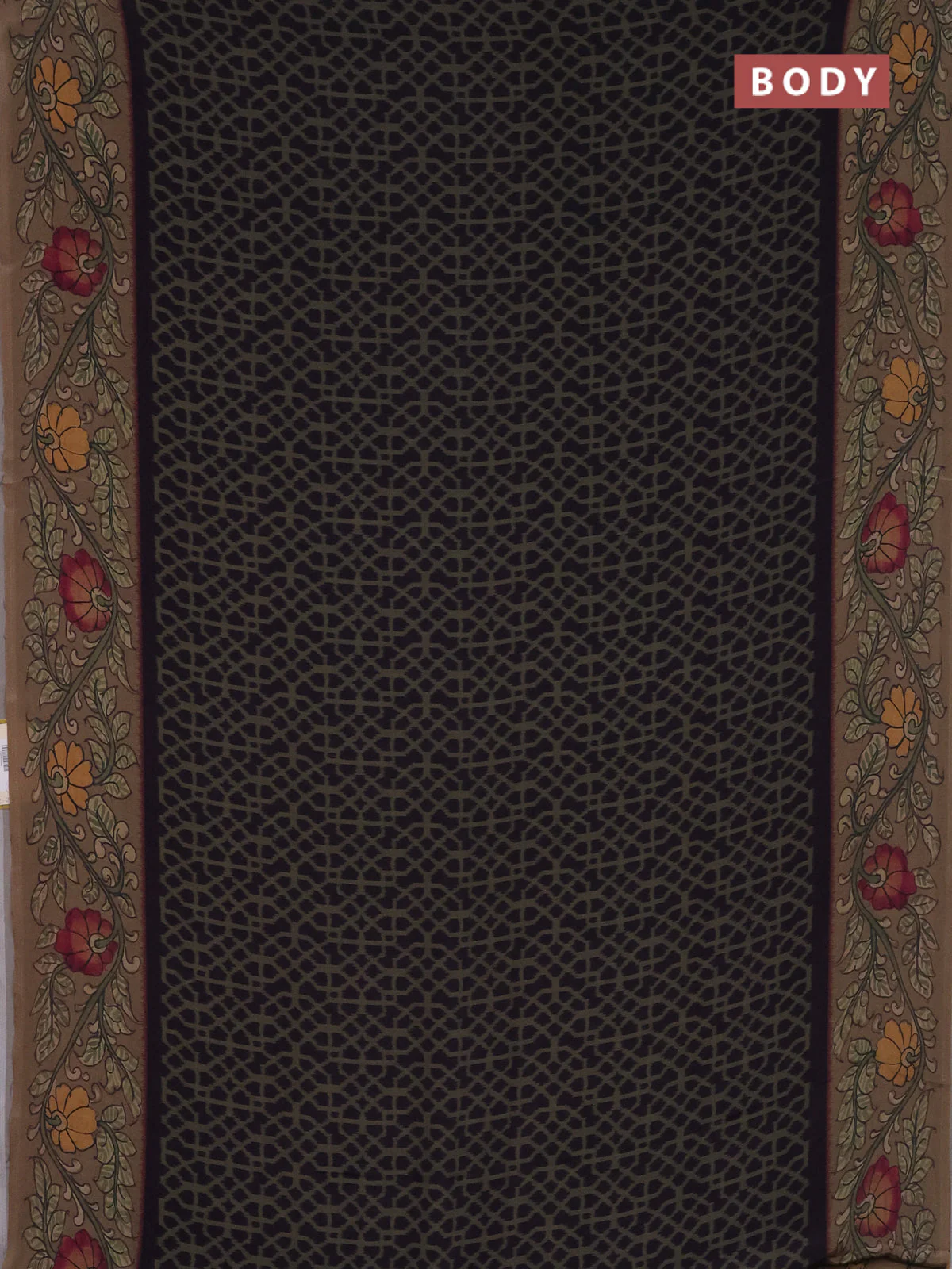 Semi crepe saree grey purple and pastel brown with allover prints and printed border - Image 2