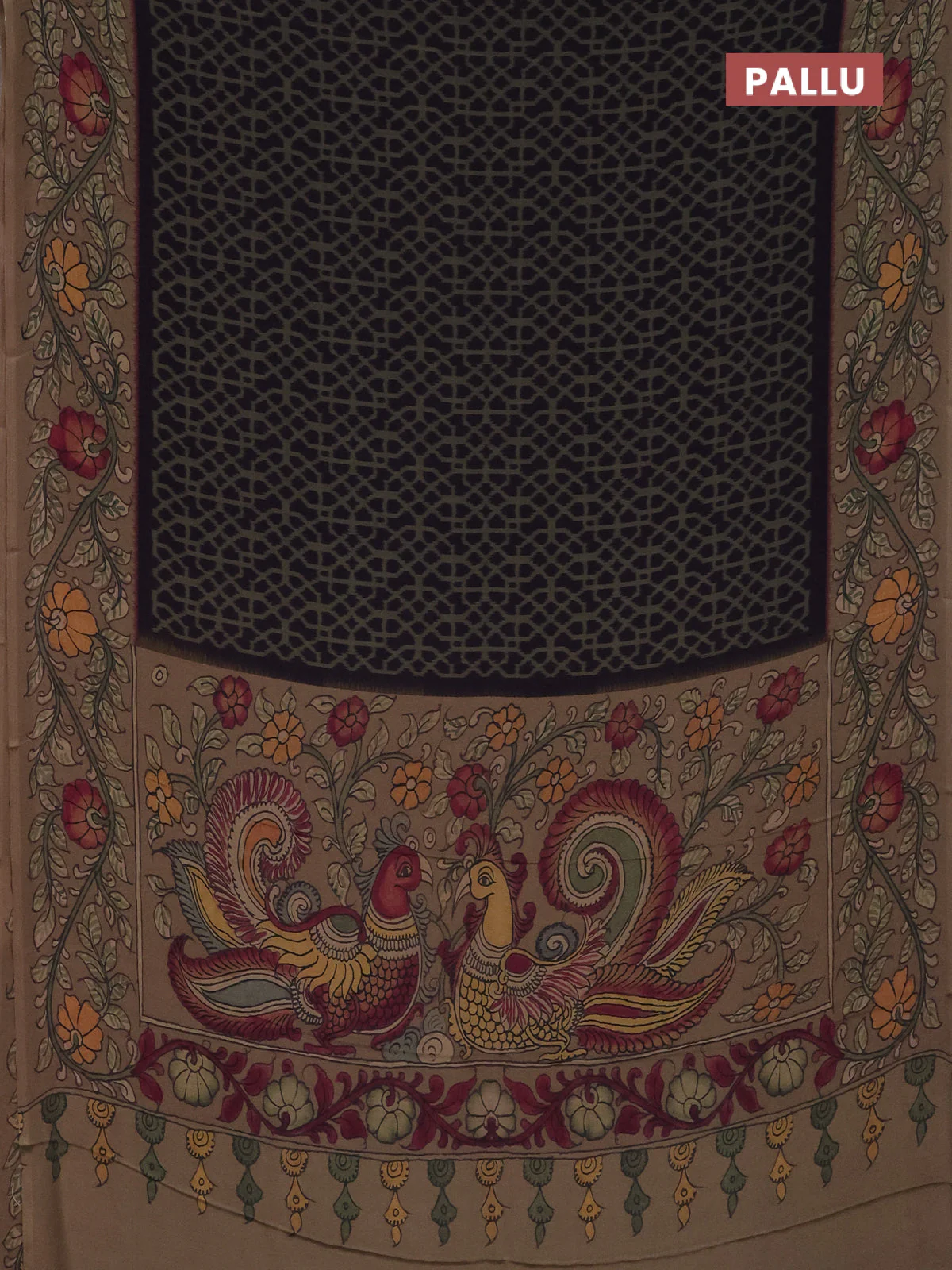 Semi crepe saree grey purple and pastel brown with allover prints and printed border - Image 3