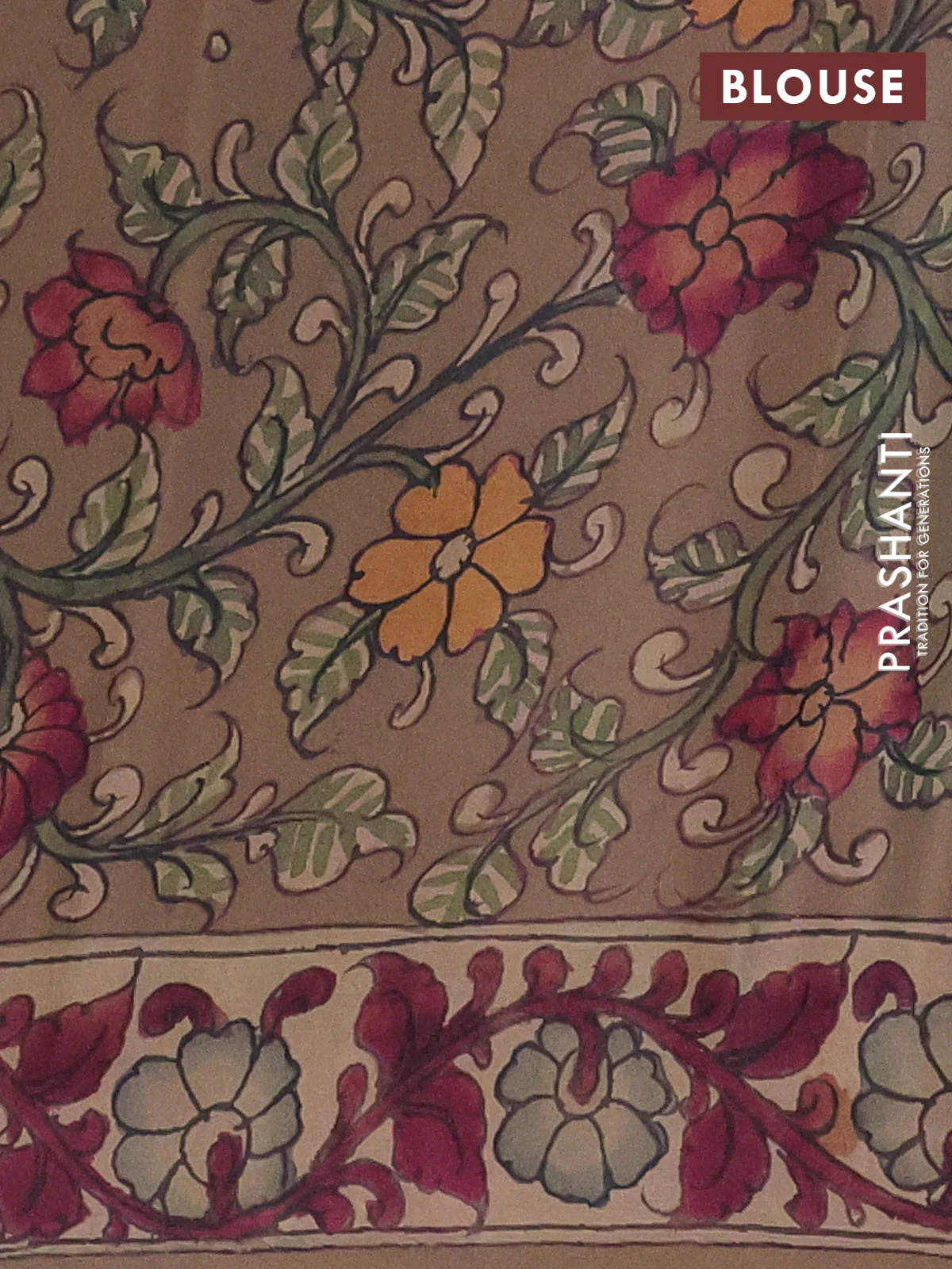 Semi crepe saree grey purple and pastel brown with allover prints and printed border - Image 4