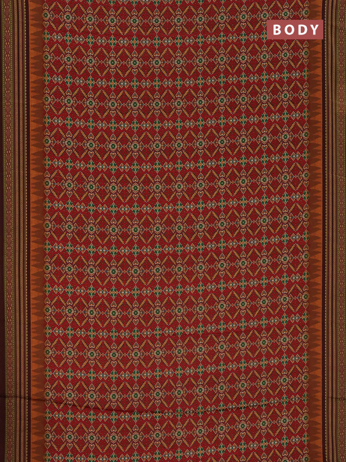 Semi crepe saree maroon and deep maroon with allover ikat prints and printed border - Image 2