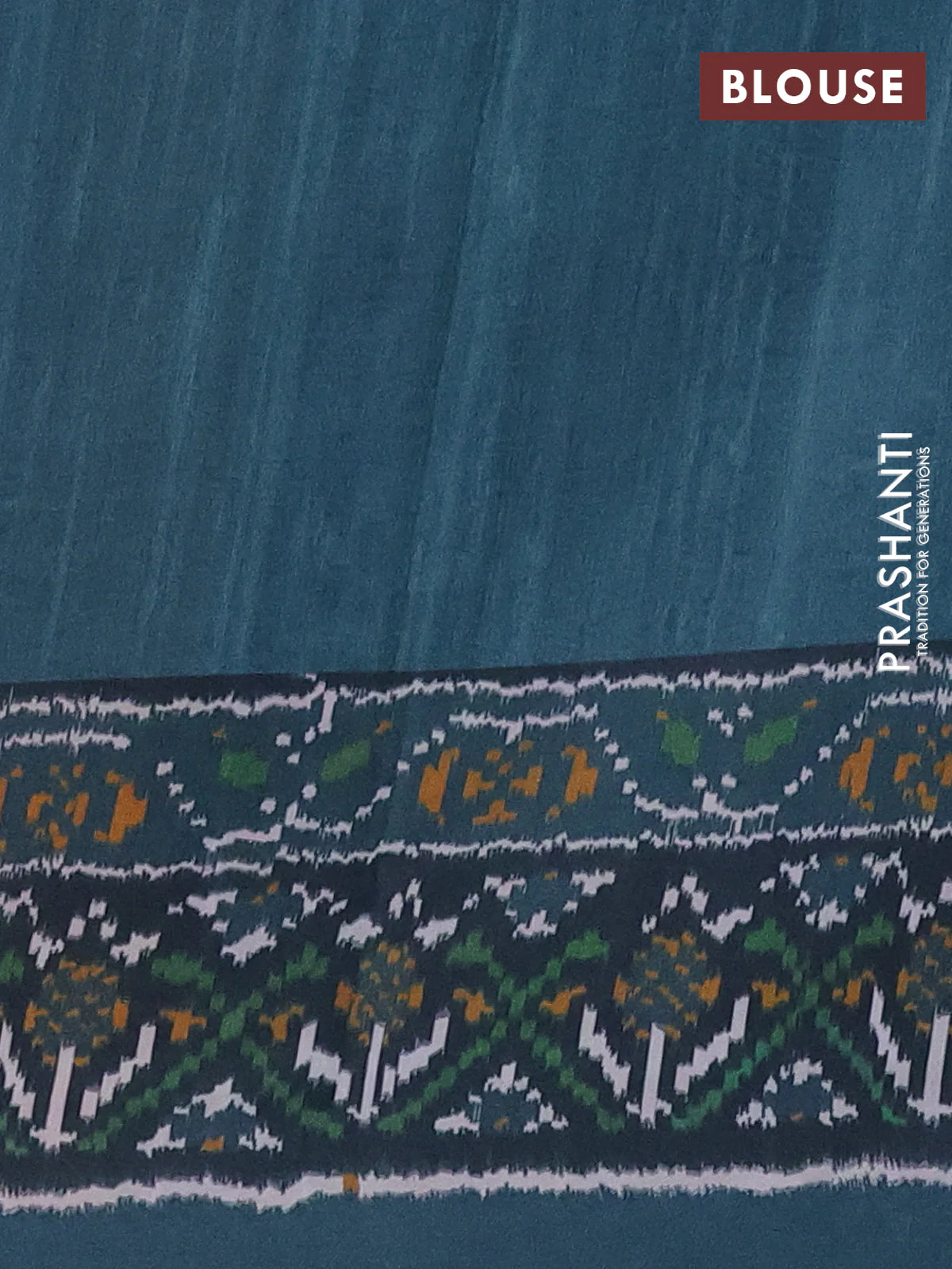 Semi crepe saree pink and teal blue with allover prints and printed border - Image 4