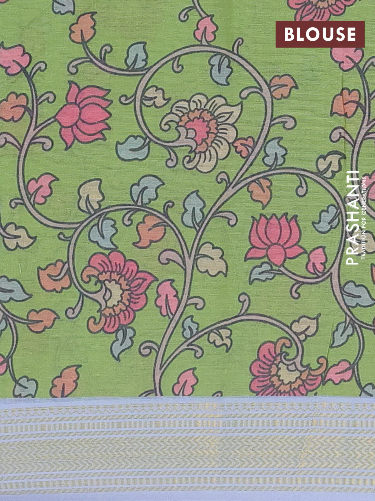 Spun cotton saree blue shade with allover bandhani prints and zari woven border - Image 4