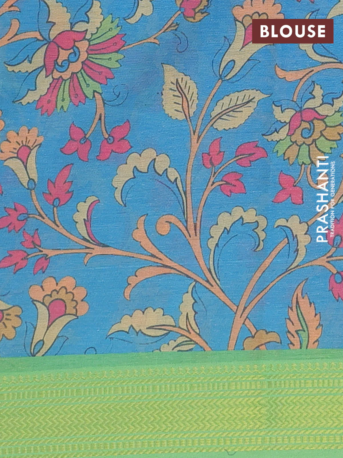 Spun cotton saree light green with allover bandhani prints and zari woven border - Image 4