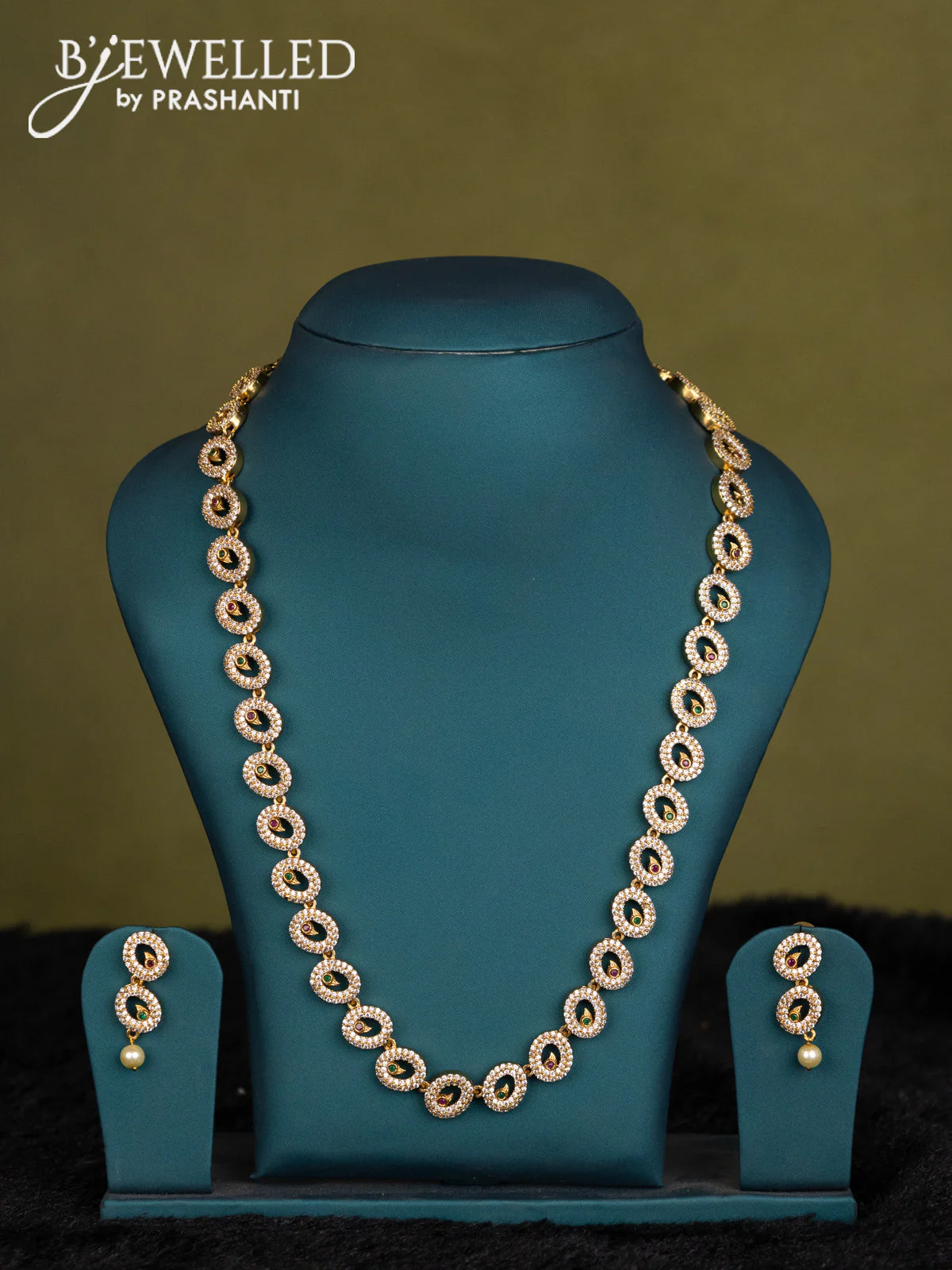 Teal Green-Mustard Yellow Kanchipuram silk saree with matching Neck piece - Image 4