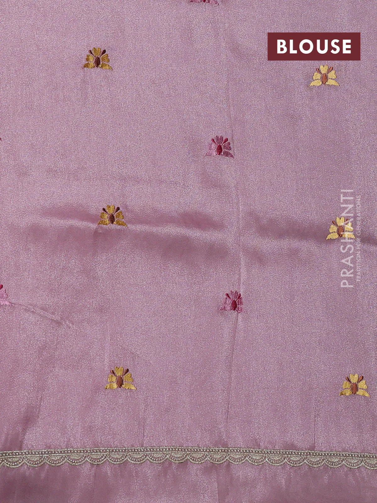 Tissue organza saree mauve pink with allover pichwai embroidery work - Image 3