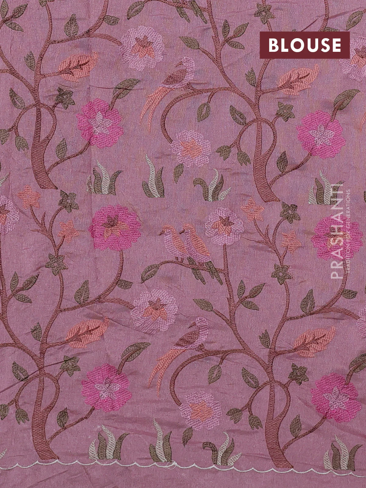 Tissue organza saree pastel pink with plain body and embroidery border - Image 3